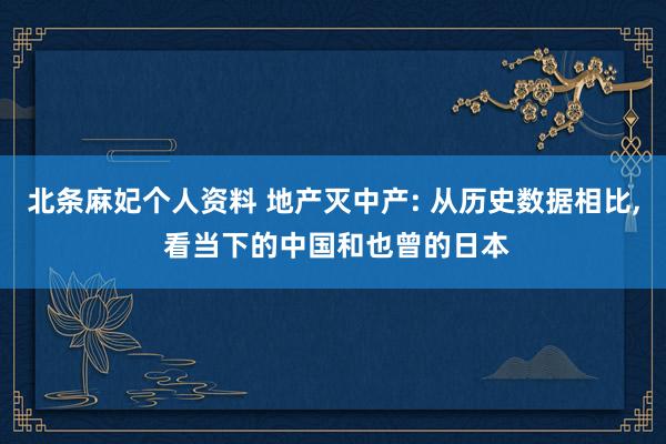 北条麻妃个人资料 地产灭中产: 从历史数据相比， 看当下的中国和也曾的日本