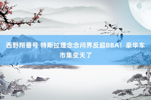 西野翔番号 特斯拉理念念问界反超BBA！豪华车市集变天了