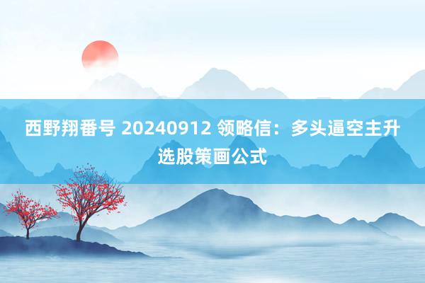 西野翔番号 20240912 领略信：多头逼空主升选股策画公式