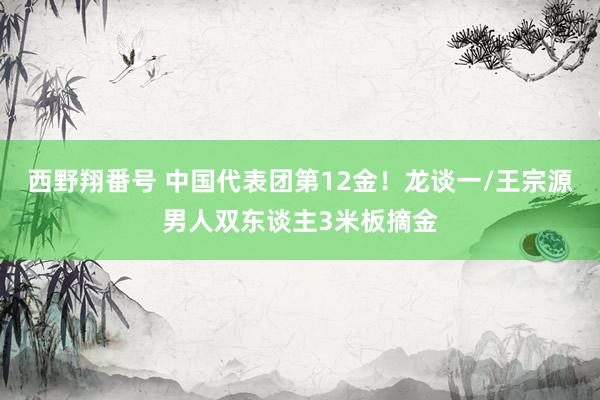 西野翔番号 中国代表团第12金！龙谈一/王宗源男人双东谈主3米板摘金