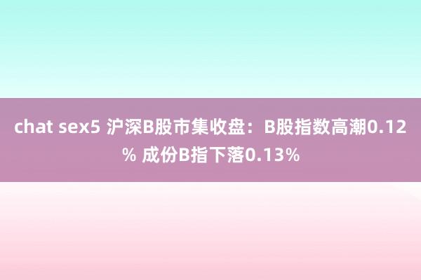 chat sex5 沪深B股市集收盘：B股指数高潮0.12% 成份B指下落0.13%