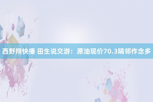 西野翔快播 田生说交游：原油现价70.3隔邻作念多