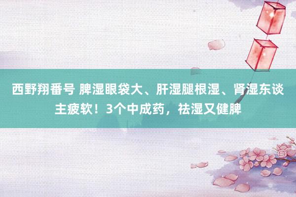 西野翔番号 脾湿眼袋大、肝湿腿根湿、肾湿东谈主疲软！3个中成药，祛湿又健脾