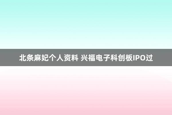 北条麻妃个人资料 兴福电子科创板IPO过