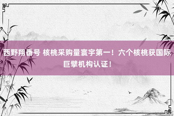 西野翔番号 核桃采购量寰宇第一！六个核桃获国际巨擘机构认证！