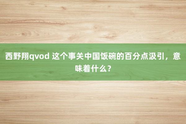 西野翔qvod 这个事关中国饭碗的百分点汲引，意味着什么？