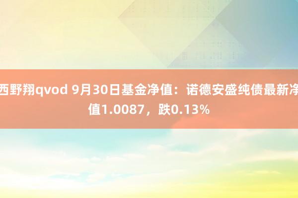 西野翔qvod 9月30日基金净值：诺德安盛纯债最新净值1.0087，跌0.13%