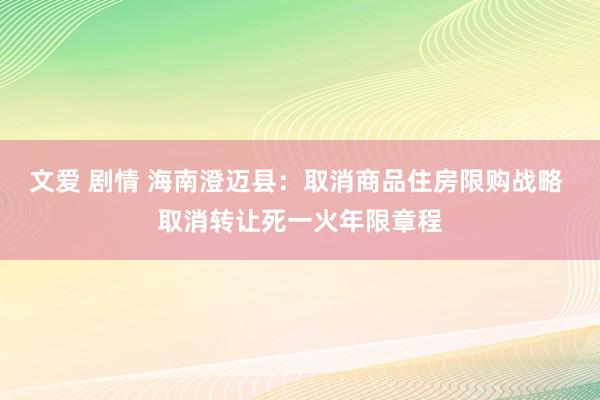 文爱 剧情 海南澄迈县：取消商品住房限购战略 取消转让死一火年限章程