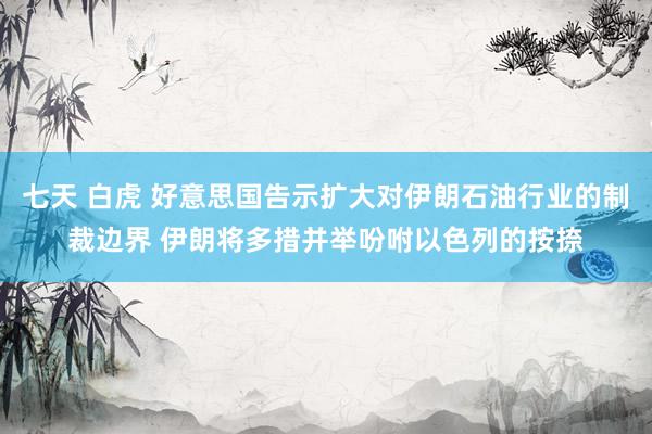 七天 白虎 好意思国告示扩大对伊朗石油行业的制裁边界 伊朗将多措并举吩咐以色列的按捺