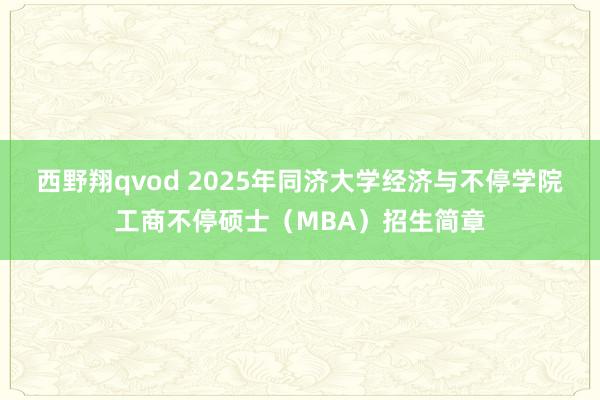 西野翔qvod 2025年同济大学经济与不停学院工商不停硕士（MBA）招生简章