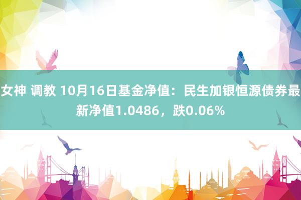 女神 调教 10月16日基金净值：民生加银恒源债券最新净值1.0486，跌0.06%