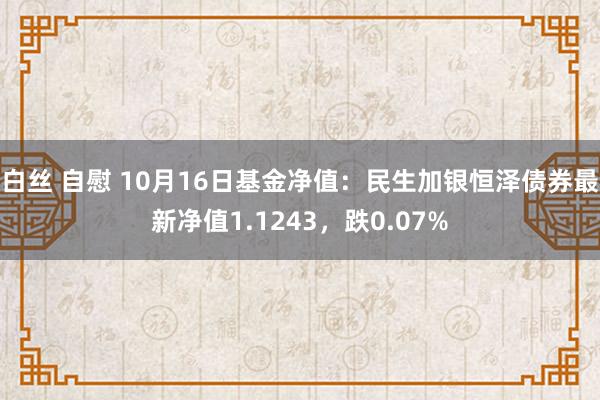 白丝 自慰 10月16日基金净值：民生加银恒泽债券最新净值1.1243，跌0.07%