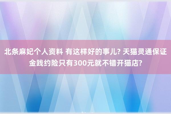 北条麻妃个人资料 有这样好的事儿? 天猫灵通保证金践约险只有300元就不错开猫店?