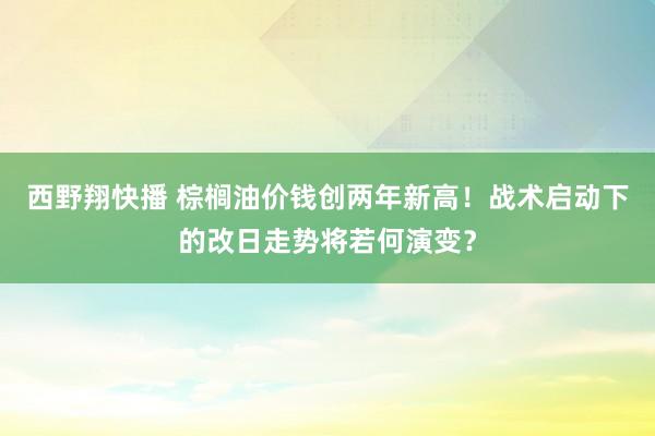 西野翔快播 棕榈油价钱创两年新高！战术启动下的改日走势将若何演变？