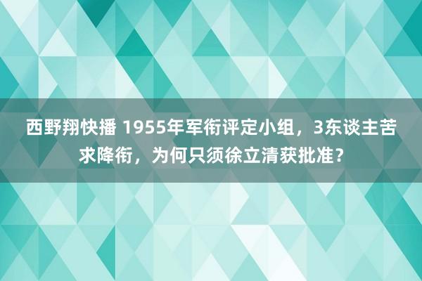 西野翔快播 1955年军衔评定小组，3东谈主苦求降衔，为何只须徐立清获批准？