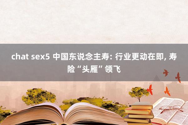 chat sex5 中国东说念主寿: 行业更动在即， 寿险“头雁”领飞