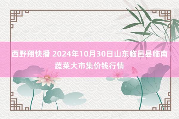 西野翔快播 2024年10月30日山东临邑县临南蔬菜大市集价钱行情