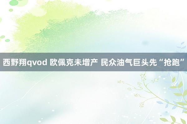 西野翔qvod 欧佩克未增产 民众油气巨头先“抢跑”