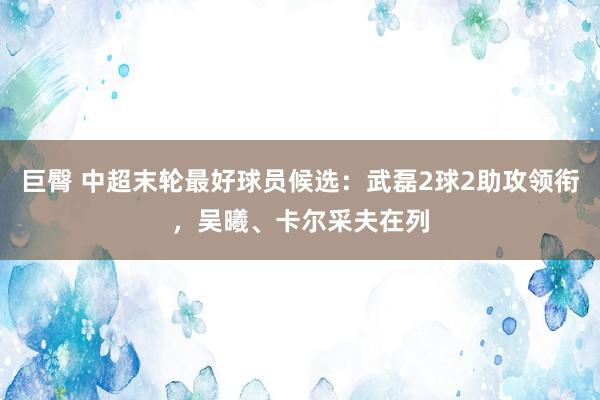 巨臀 中超末轮最好球员候选：武磊2球2助攻领衔，吴曦、卡尔采夫在列