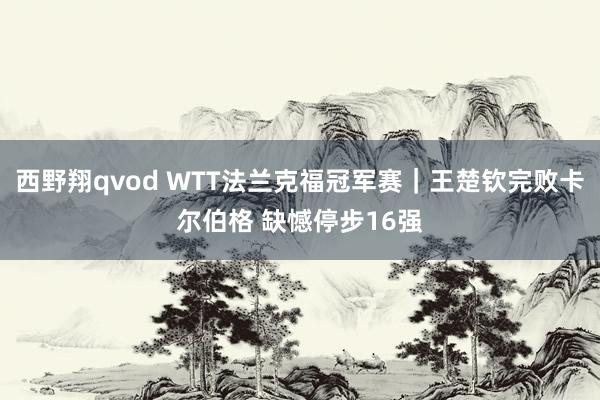 西野翔qvod WTT法兰克福冠军赛｜王楚钦完败卡尔伯格 缺憾停步16强