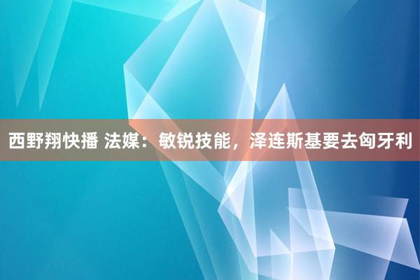 西野翔快播 法媒：敏锐技能，泽连斯基要去匈牙利