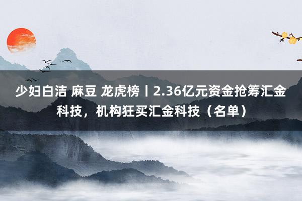 少妇白洁 麻豆 龙虎榜丨2.36亿元资金抢筹汇金科技，机构狂买汇金科技（名单）