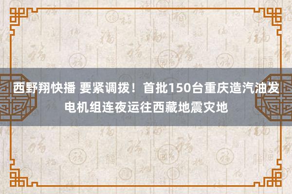 西野翔快播 要紧调拨！首批150台重庆造汽油发电机组连夜运往西藏地震灾地