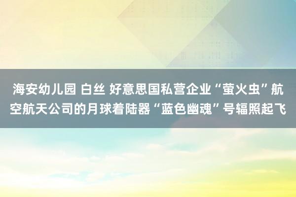 海安幼儿园 白丝 好意思国私营企业“萤火虫”航空航天公司的月球着陆器“蓝色幽魂”号辐照起飞